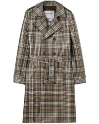 Burberry - Long Check Coated Raffia-Effect Foxfield Trench Coat - Lyst