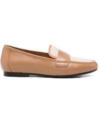 ADRIANNA FERETTI - Leather Canvas-Panelled Loafers - Lyst