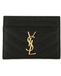 Saint Laurent - Monogram Matelasse Lambskin Leather Card Holder - Lyst
