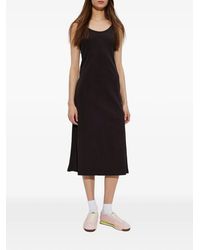strapless open back dress Lacoste Women's Long Ribbed Cotton Dress Energy Red EF5480 4by