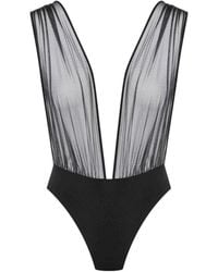 Scandale - Nuit Fauve Pleated Tulle Bodysuit - Lyst