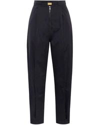 Elisabetta Franchi - Belted Voile Boyfriend Trousers - Lyst
