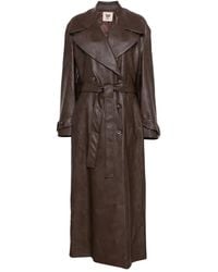 Aniye By - Belted Double-Breasted Leather Coat - Lyst