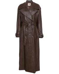 Aniye By - Belted Double-breasted Leather Coat - Lyst