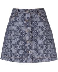 Moschino - Logo-Print Button-Front Mini A-Line Skirt - Lyst