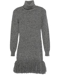 ELY ELY - Robe Courte Frangée À Col Roulé - Lyst