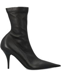 Balenciaga - Avenue Point-Toe Logo-Plaque Boots - Lyst