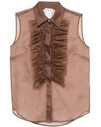 P.A.R.O.S.H. - Shake Blouse Met Ruches En Kraag - Lyst