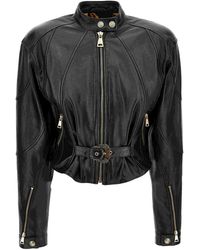 Versace Jeans Couture - Belted Leather Jacket - Lyst