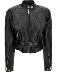Versace Jeans Couture - Belted Leather Jacket - Lyst