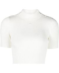 Courreges - Geribbelde Cropped Top Met Geborduurd Logo - Lyst