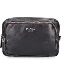 Prada - Logo-Print Nappa Leather Shoulder Bag - Lyst
