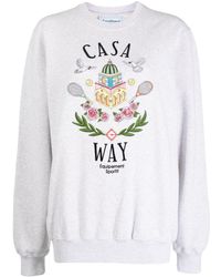 Casablancabrand - Casa Way-embroidered Cotton Sweatshirt - Lyst