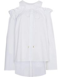 Alberta Ferretti - Cold-shoulder Frill Long Sleeve Top - Lyst