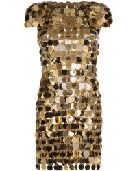 Rabanne - Verziertes Minikleid In Metallic-optik - Lyst