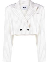 MSGM - Pinstripe-Pattern Cropped Blazer - Lyst