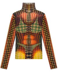 Jean Paul Gaultier - Long-Sleeve Dots Mesh Top - Lyst
