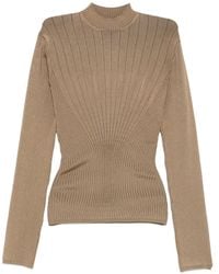 Mugler - Gerippter Pullover mit Stehkragen - Lyst