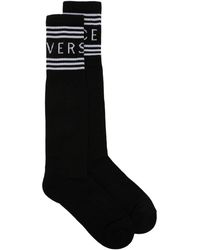 Versace ヴェルサーチェ ストライプ 靴下 - ブラック