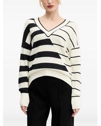 Desigual - Gestreifter Strick mit V-Ausschnitt - Lyst