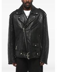 Off-White c/o Virgil Abloh - Shearling Biker Jacket Craq With Vintage Effect - Lyst