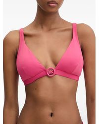 MICHAEL Michael Kors - Logo-Plaque Bikini Top - Lyst