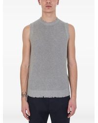 MSGM - Distressed Knitted Tank Top - Lyst