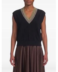 Brunello Cucinelli - Striped V-Neck Sweater Vest - Lyst