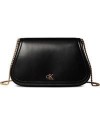 Calvin Klein - Logo-Plaque Chain-Link Shoulder Bag - Lyst