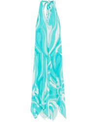 PUCCI - Marmo-Print V-Neck Asymmetric Dress - Lyst