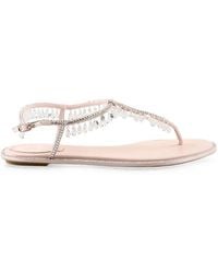 Rene Caovilla - Diana Crystal-Embellished Drop-Pendant Flat Sandals - Lyst