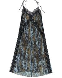 Bimba Y Lola - Snake-Print Lace-Trimmed Midi Dress - Lyst