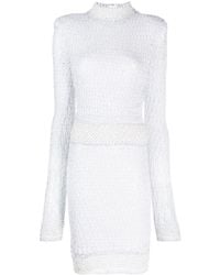 Balmain - Pearl And Sequin Embellished Knitted Dress - Lyst