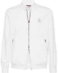 Brunello Cucinelli - Logo-Plaque Zip-Up Jacket - Lyst