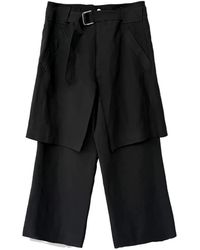 SAN263-1 - Layered Wide-Leg Trousers - Lyst