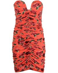 Magda Butrym - Rose-Print Ruched Bustier Minidress - Lyst