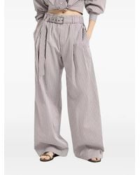 Brunello Cucinelli - Gestreepte Broek Met Ceintuur - Lyst