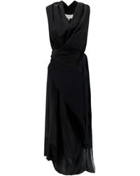 Maison Margiela - Draped Wrap-Style Midi Dress - Lyst
