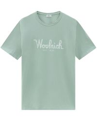 Woolrich - Logo-embroidered Cotton T-shirt - Lyst