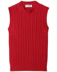Miu Miu - Cable-Knit Cashmere Vest - Lyst