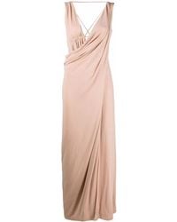 Alberta Ferretti - Pink Draped Crossover-detail Dress - Lyst