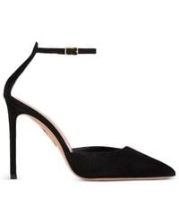 Aquazzura - Pointed Toe Satin Ankle Strap Pumps - Lyst