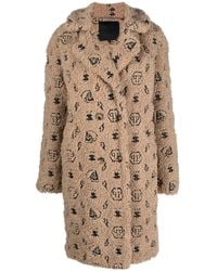 Philipp Plein - Faux-Fur Embroidered-Monogram Coat - Lyst