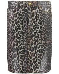 Ganni - Leopard Print Short Skirt - Lyst