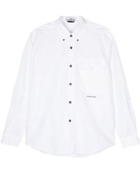 Stone Island - Logo-print Cotton Linen Shirt - Lyst