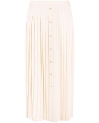 Prada - Logo-jacquard Silk Pleated Skirt - Lyst