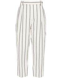 Brunello Cucinelli - Pleat-detail Striped Straight-leg Trousers - Lyst
