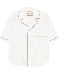 Plan C - Abstract-Print Piped-Trim Shirt - Lyst