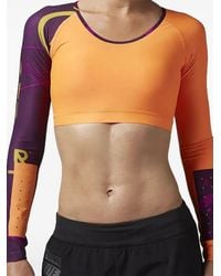 Reebok - Compression Long-Sleeve Crop Top - Lyst