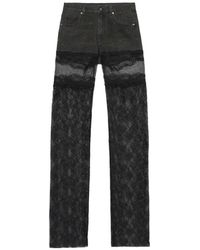 Blumarine - Lace-Panelled Rhinestone-Embellished Jeans - Lyst